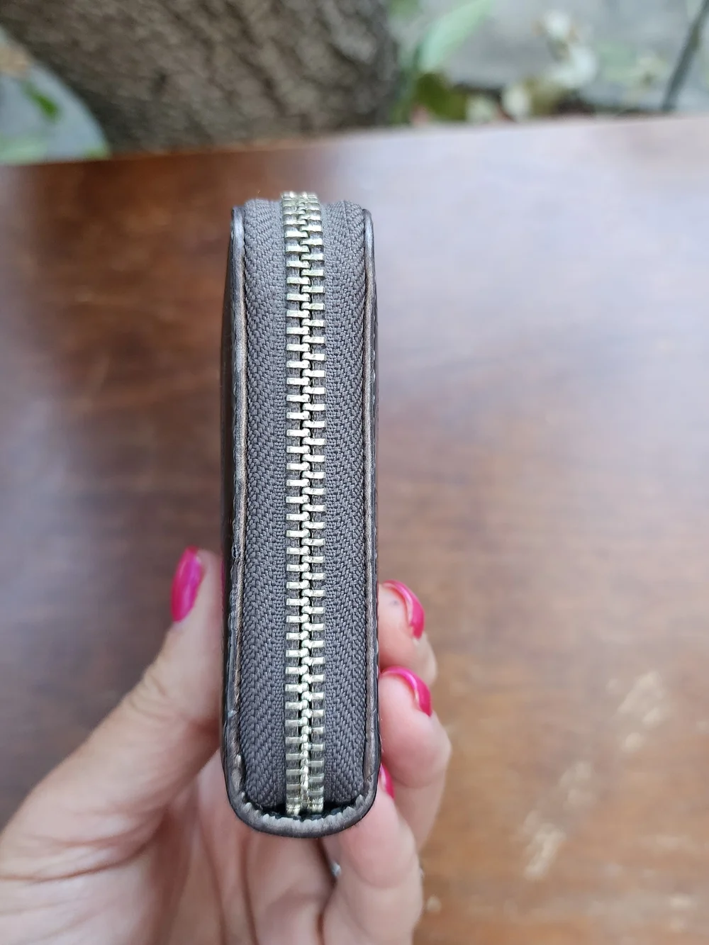 Michael Kors Metallic Pewter Monogram Embossed Zip Around Wallet